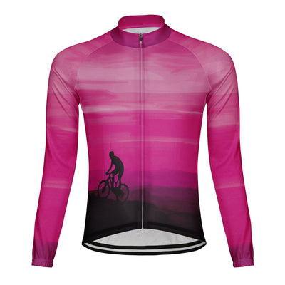 Customized Peak Sunset Men's Winter Thermal Fleece Cycling Jersey Long Sleeve