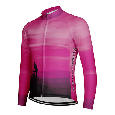 Customized Peak Sunset Men's Winter Thermal Fleece Cycling Jersey Long Sleeve