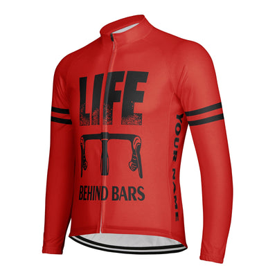 Customized Life Behind Bars Winter Thermal Fleece Cycling Jersey Long Sleeve