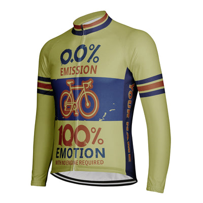 Customized 0.01% Emission 100% Emotion Men's Winter Thermal Fleece Cycling Jersey Long Sleeve