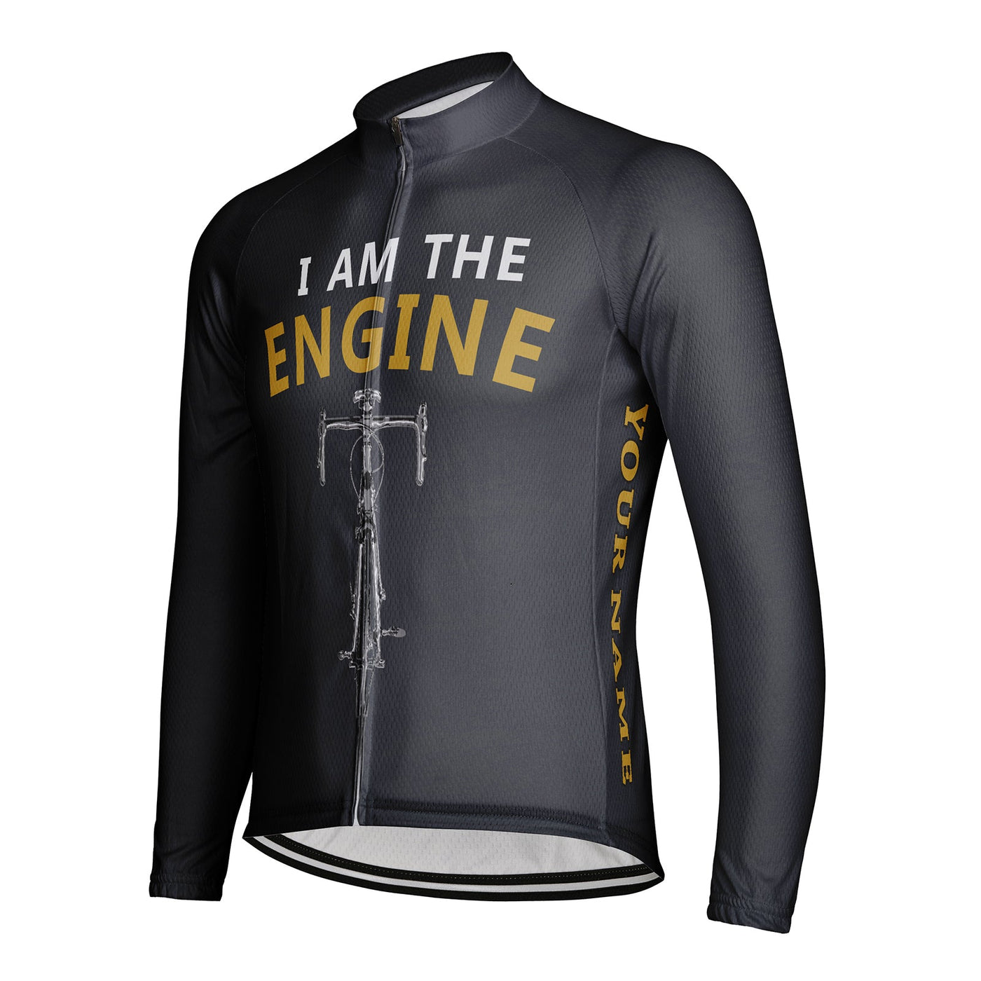 Customized I Am The Engine Men's Winter Thermal Fleece Cycling Jersey Long Sleeve