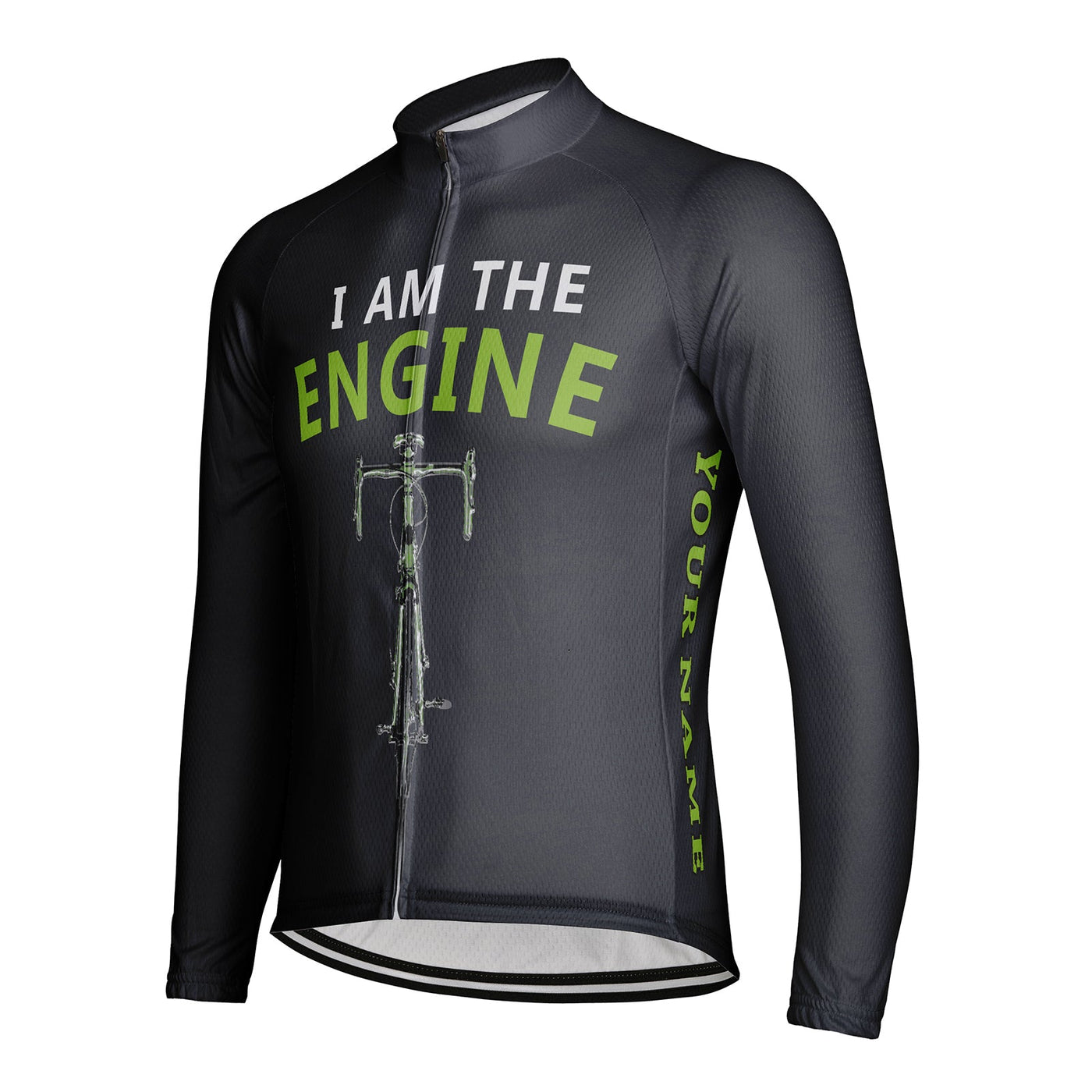 Customized I Am The Engine Men's Winter Thermal Fleece Cycling Jersey Long Sleeve
