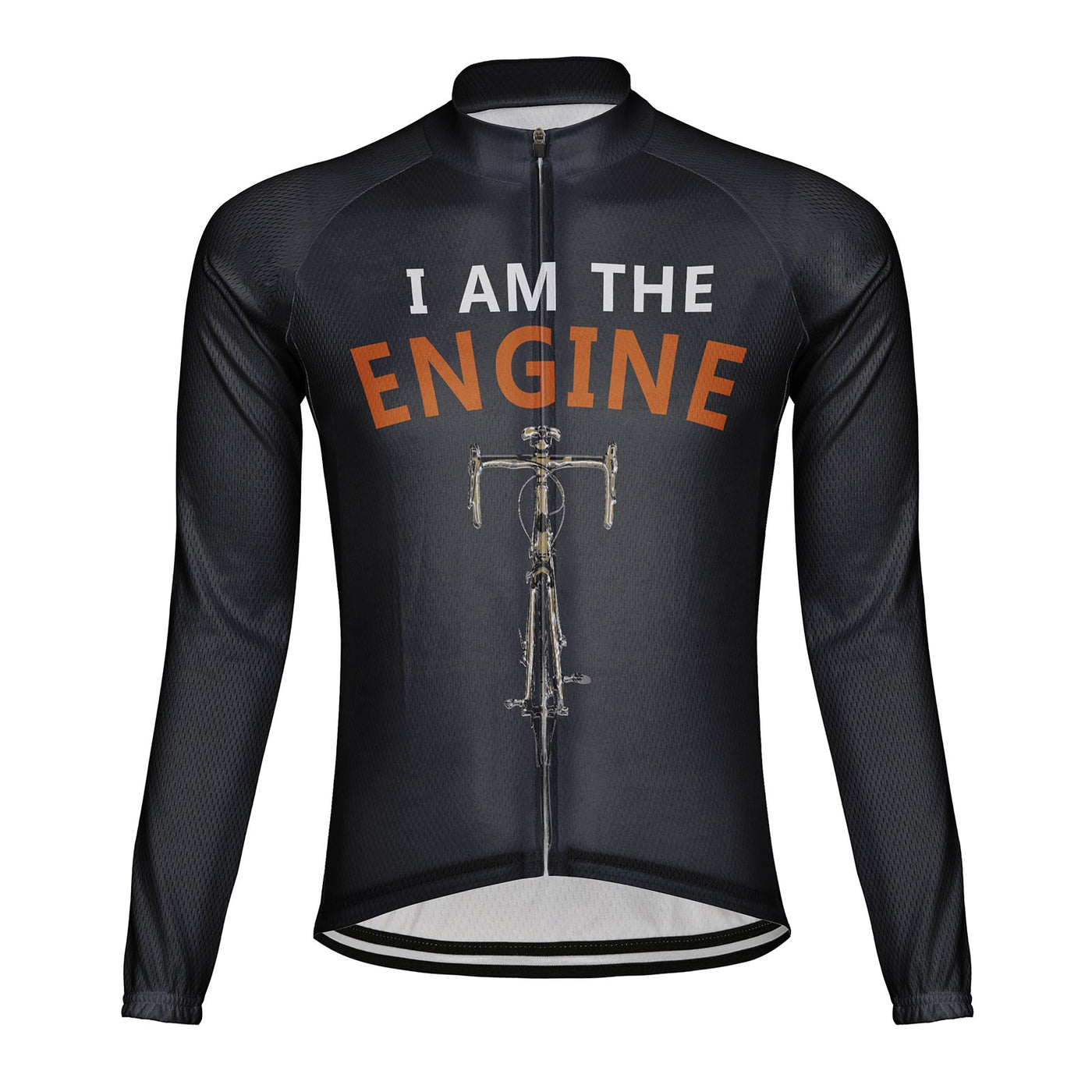 Customized I Am The Engine Men's Winter Thermal Fleece Cycling Jersey Long Sleeve
