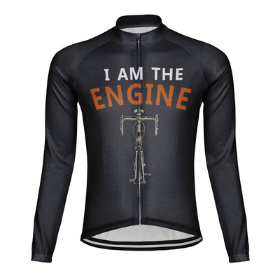 Customized I Am The Engine Men's Winter Thermal Fleece Cycling Jersey Long Sleeve
