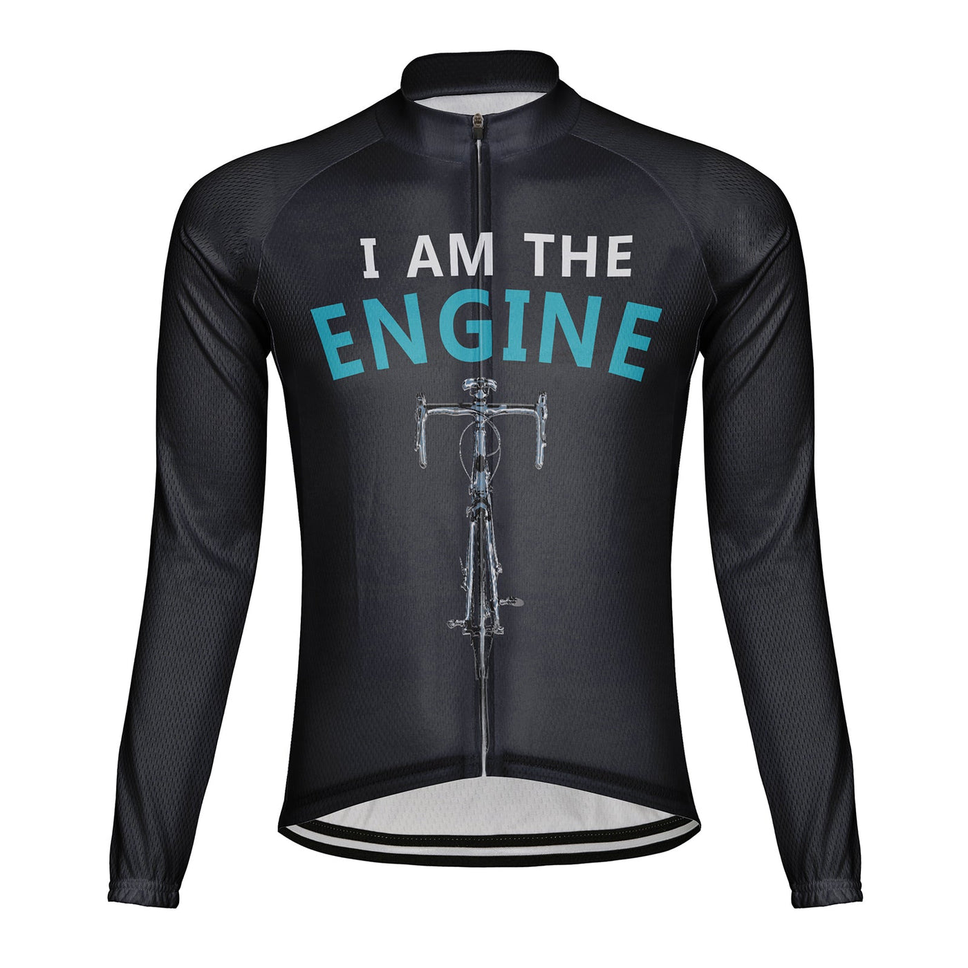 Customized I Am The Engine Men's Winter Thermal Fleece Cycling Jersey Long Sleeve