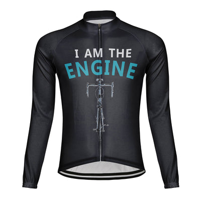 Customized I Am The Engine Men's Winter Thermal Fleece Cycling Jersey Long Sleeve