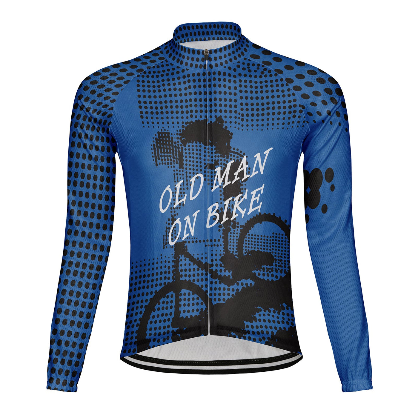 Customized Old Man On Bike Men's Winter Thermal Fleece Cycling Jersey Long Sleeve
