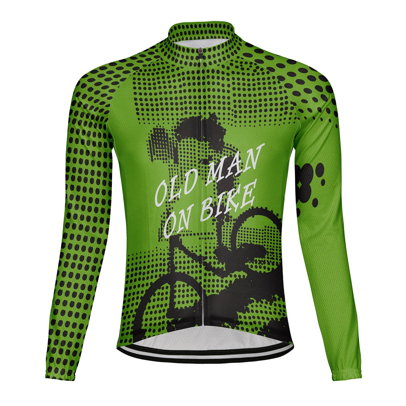 Customized Old Man On Bike Men's Winter Thermal Fleece Cycling Jersey Long Sleeve