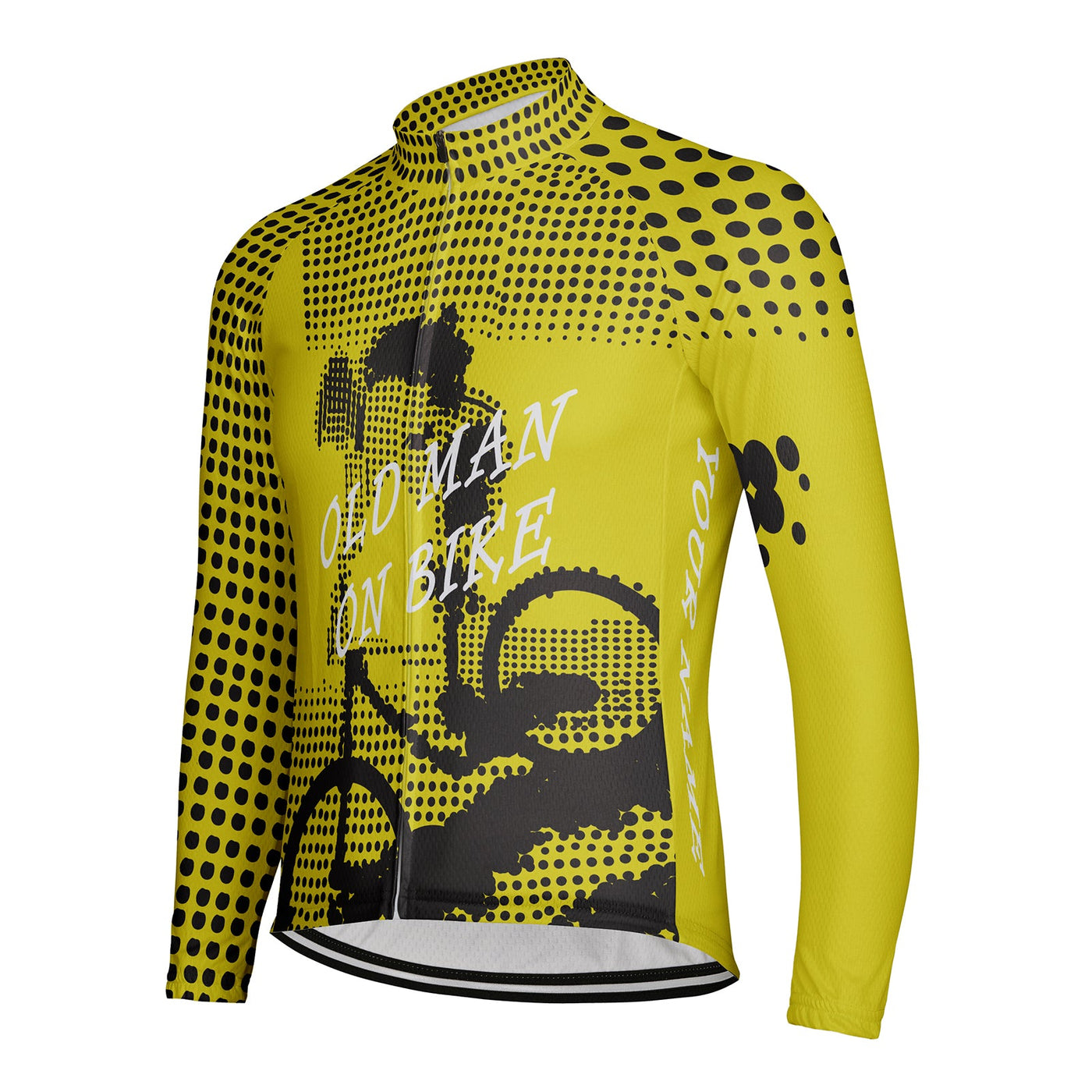 Customized Old Man On Bike Men's Winter Thermal Fleece Cycling Jersey Long Sleeve