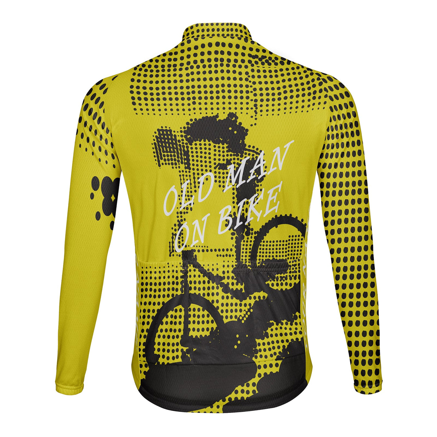 Customized Old Man On Bike Men's Winter Thermal Fleece Cycling Jersey Long Sleeve