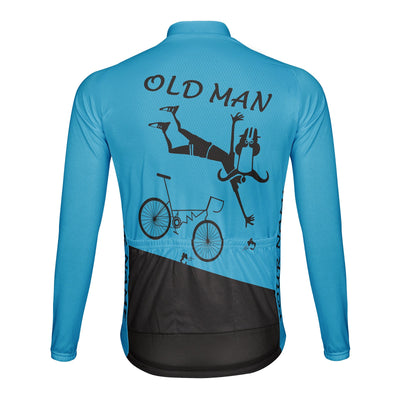 Customized Old Man On Bike Men's Winter Thermal Fleece Cycling Jersey Long Sleeve