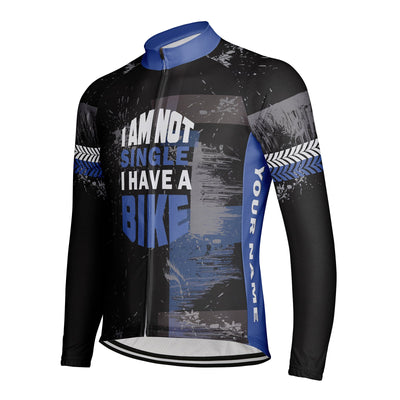 Customized I Am Not Single I Have A Bike Men's Winter Thermal Fleece Cycling Jersey Long Sleeve