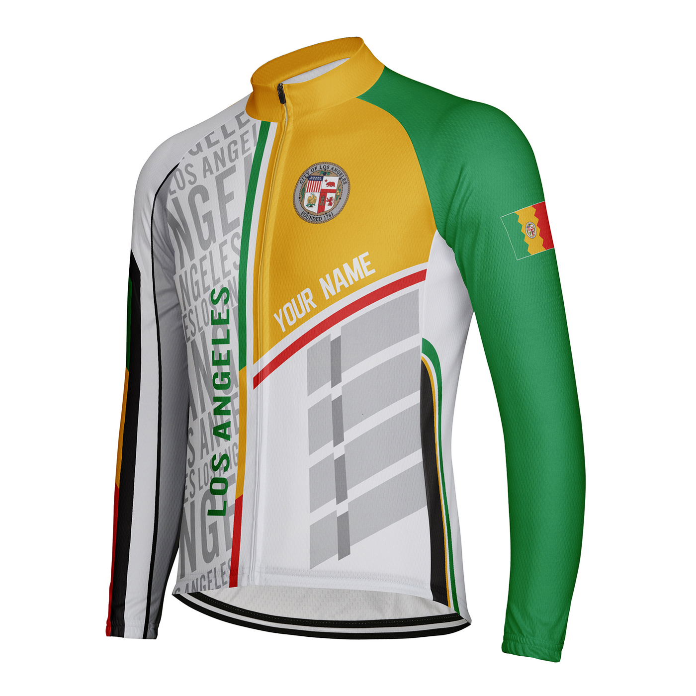 Customized Los Angeles Men's Winter Thermal Fleece Cycling Jersey Long Sleeve