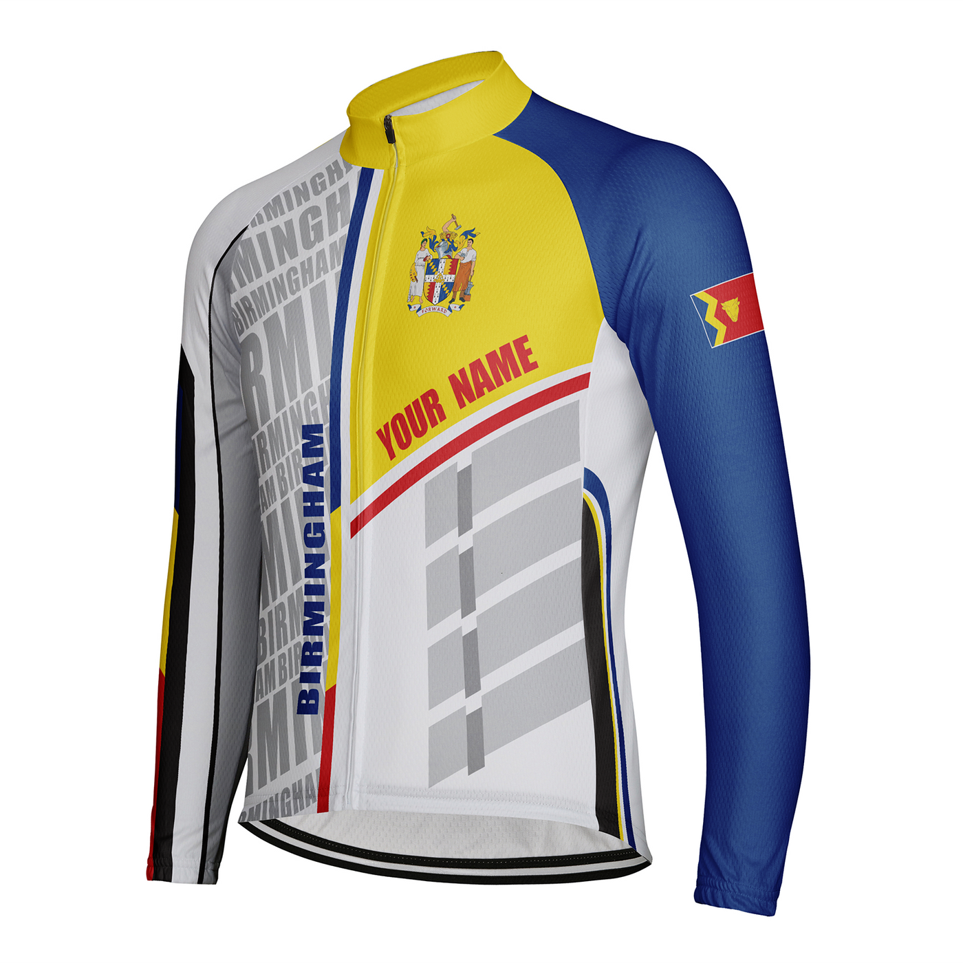 Customized Birmingham Men's Winter Thermal Fleece Cycling Jersey Long Sleeve