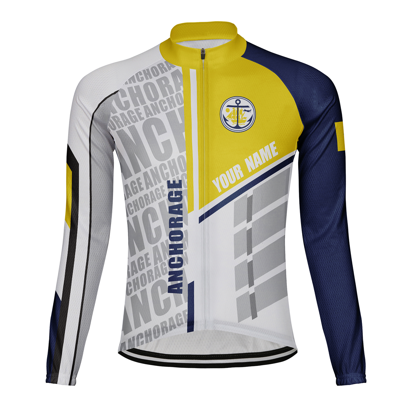 Customized Anchorage Men's Winter Thermal Fleece Cycling Jersey Long Sleeve