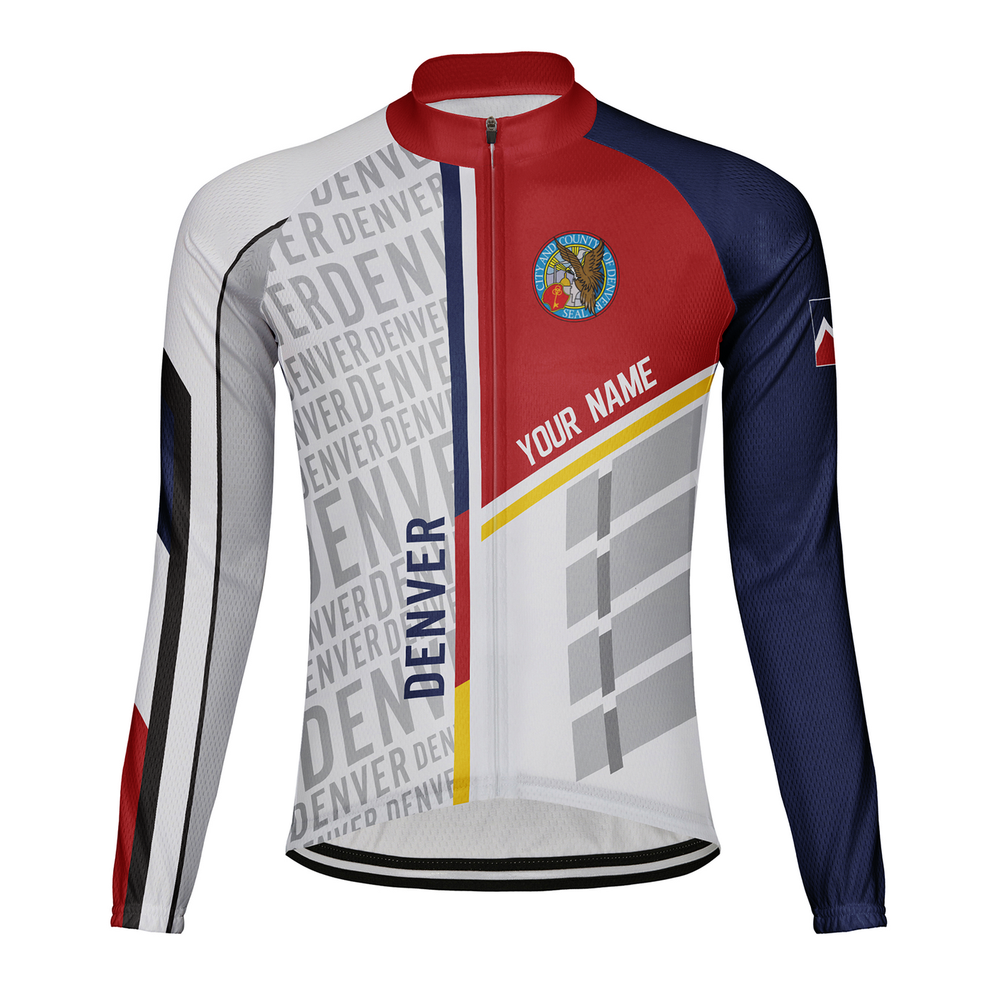 Customized Denver Men's Winter Thermal Fleece Cycling Jersey Long Sleeve