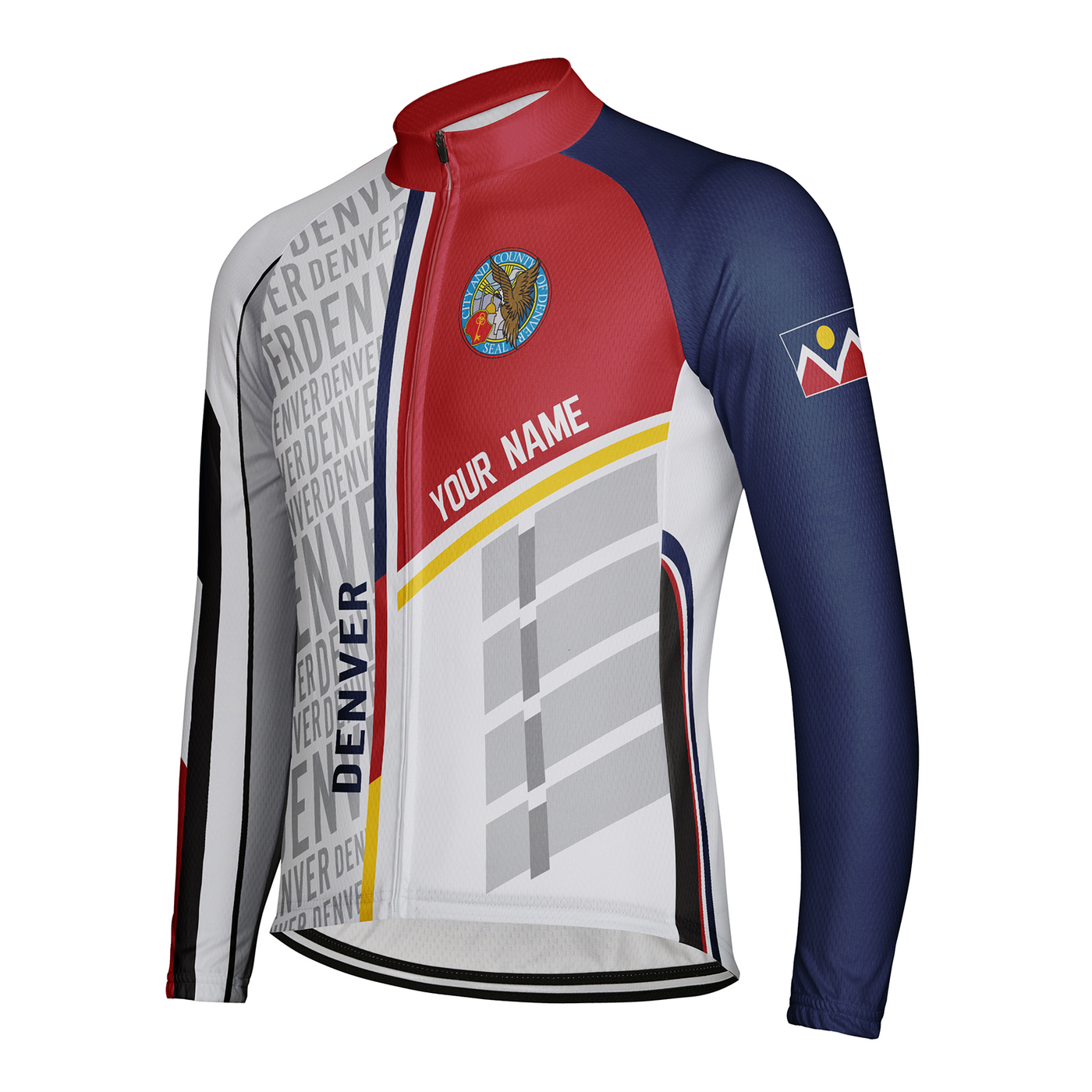 Customized Denver Men's Winter Thermal Fleece Cycling Jersey Long Sleeve