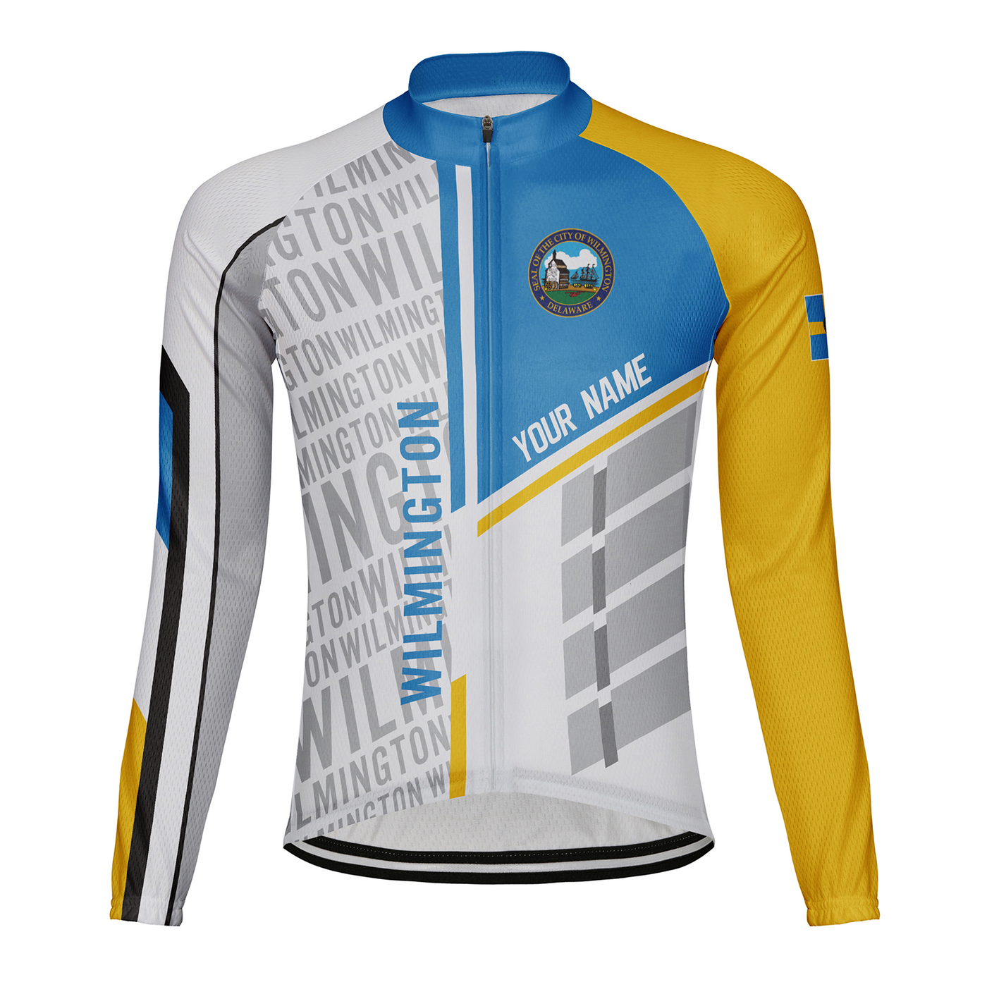 Customized Wilmington Men's Winter Thermal Fleece Cycling Jersey Long Sleeve