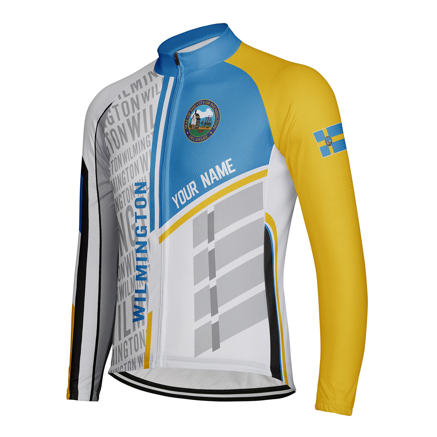 Customized Wilmington Men's Winter Thermal Fleece Cycling Jersey Long Sleeve