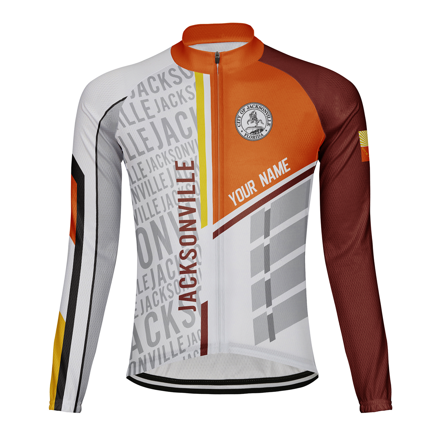 Customized Jacksonville Men's Winter Thermal Fleece Cycling Jersey Long Sleeve