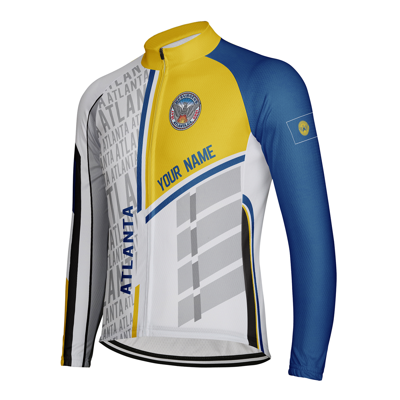 Customized Atlanta Men's Winter Thermal Fleece Cycling Jersey Long Sleeve