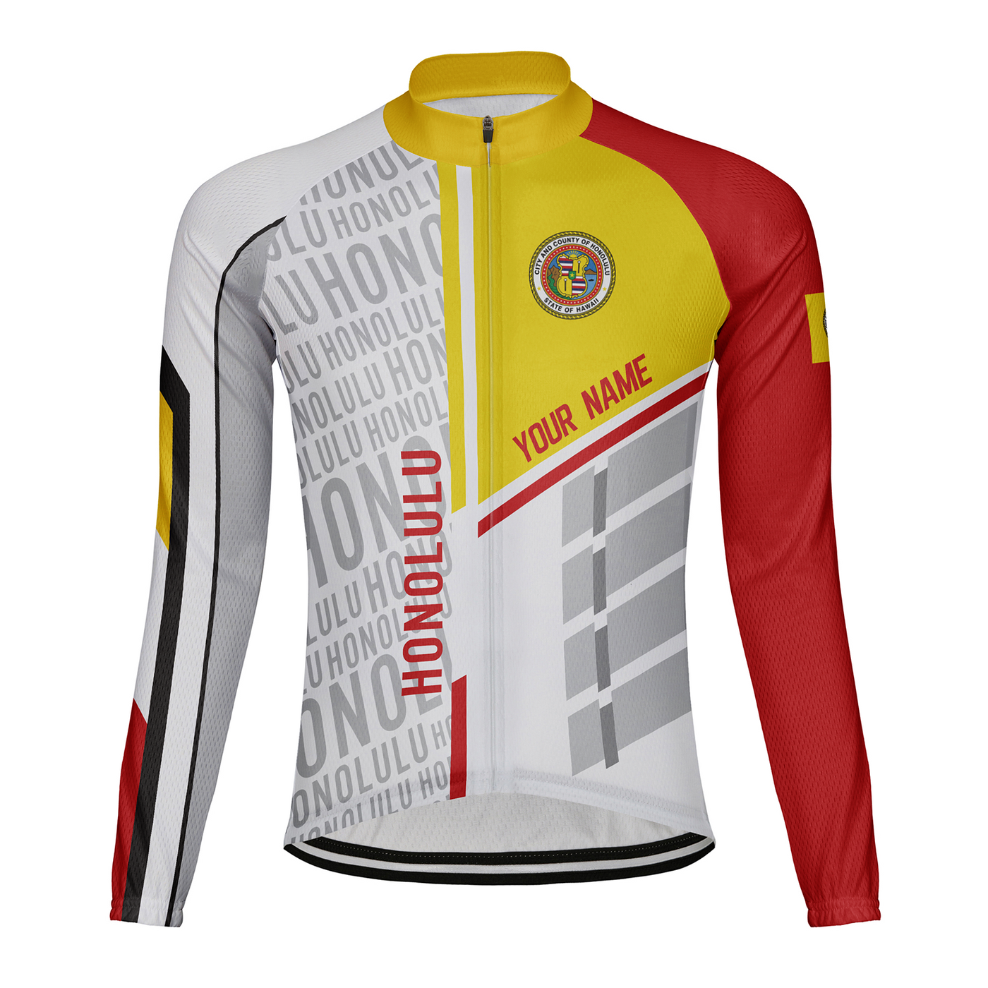 Customized Honolulu Men's Winter Thermal Fleece Cycling Jersey Long Sleeve
