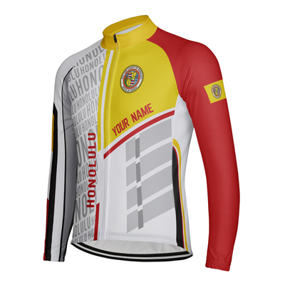 Customized Honolulu Men's Winter Thermal Fleece Cycling Jersey Long Sleeve