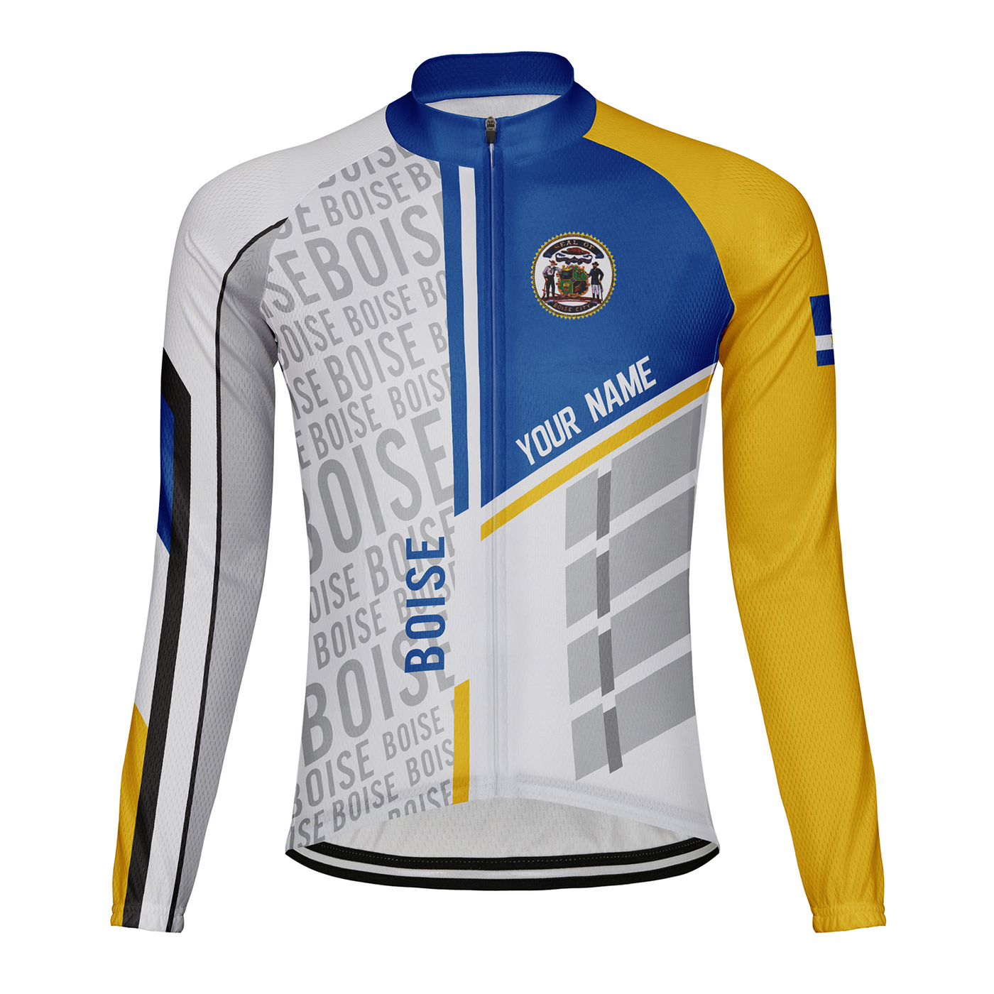 Customized Boise Men's Winter Thermal Fleece Cycling Jersey Long Sleeve