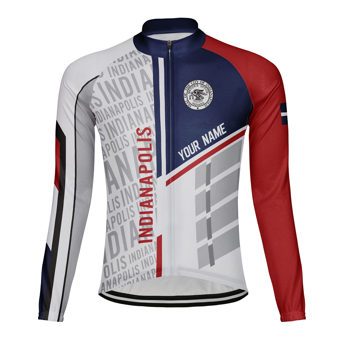 Customized Indianapolis Men's Winter Thermal Fleece Cycling Jersey Long Sleeve