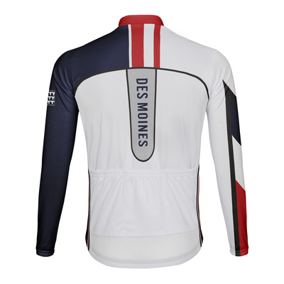 Customized Des Moines Men's Winter Thermal Fleece Cycling Jersey Long Sleeve