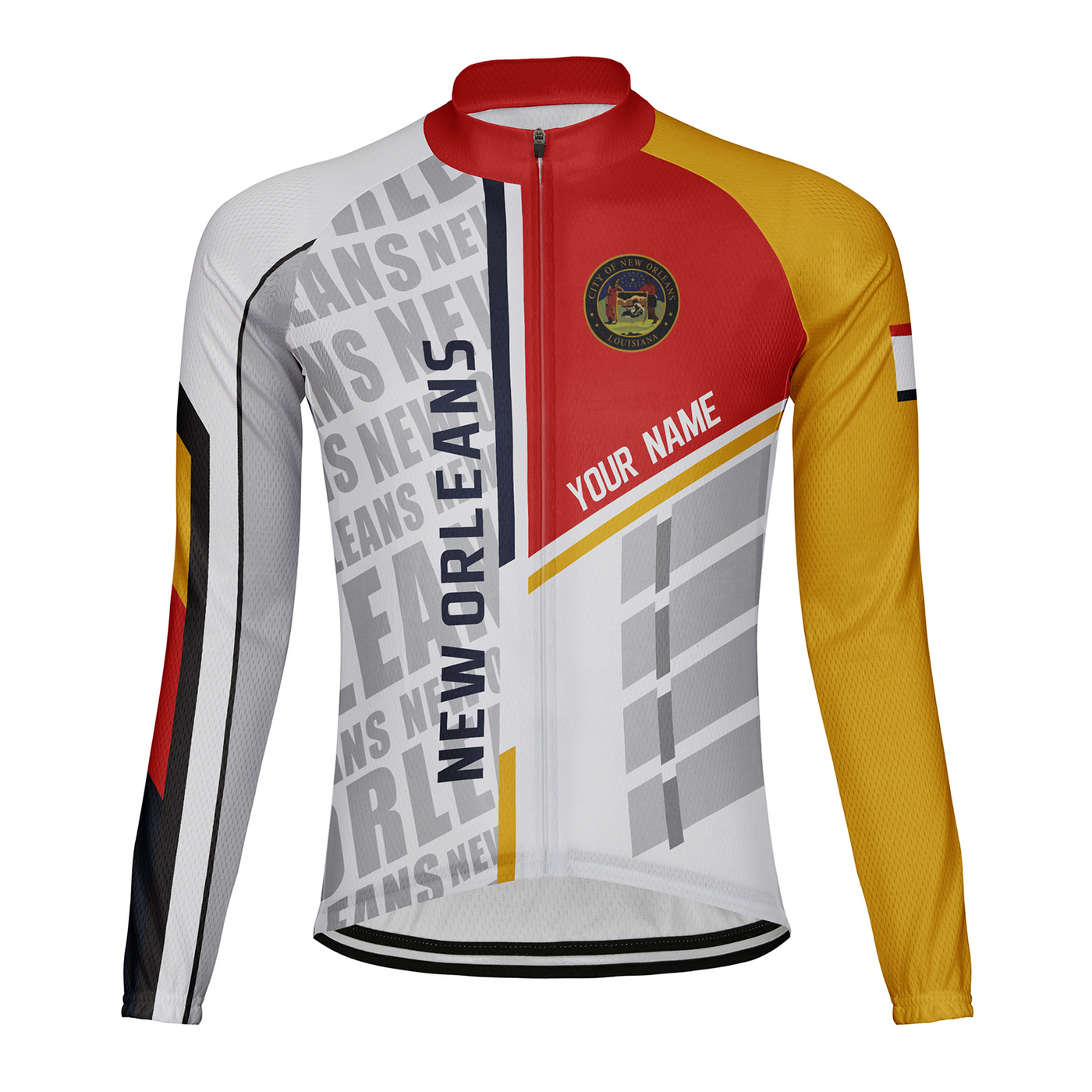 Customized New Orleans Men's Winter Thermal Fleece Cycling Jersey Long Sleeve