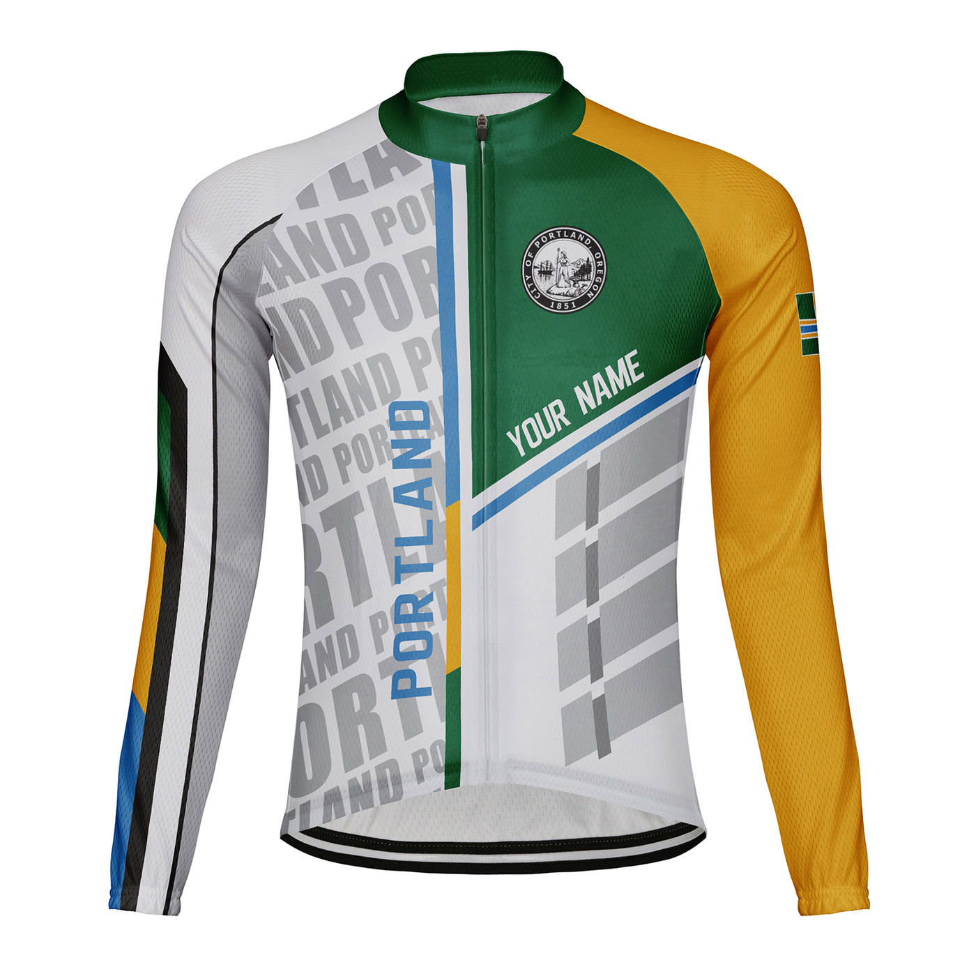 Customized Portland Men's Winter Thermal Fleece Cycling Jersey Long Sleeve