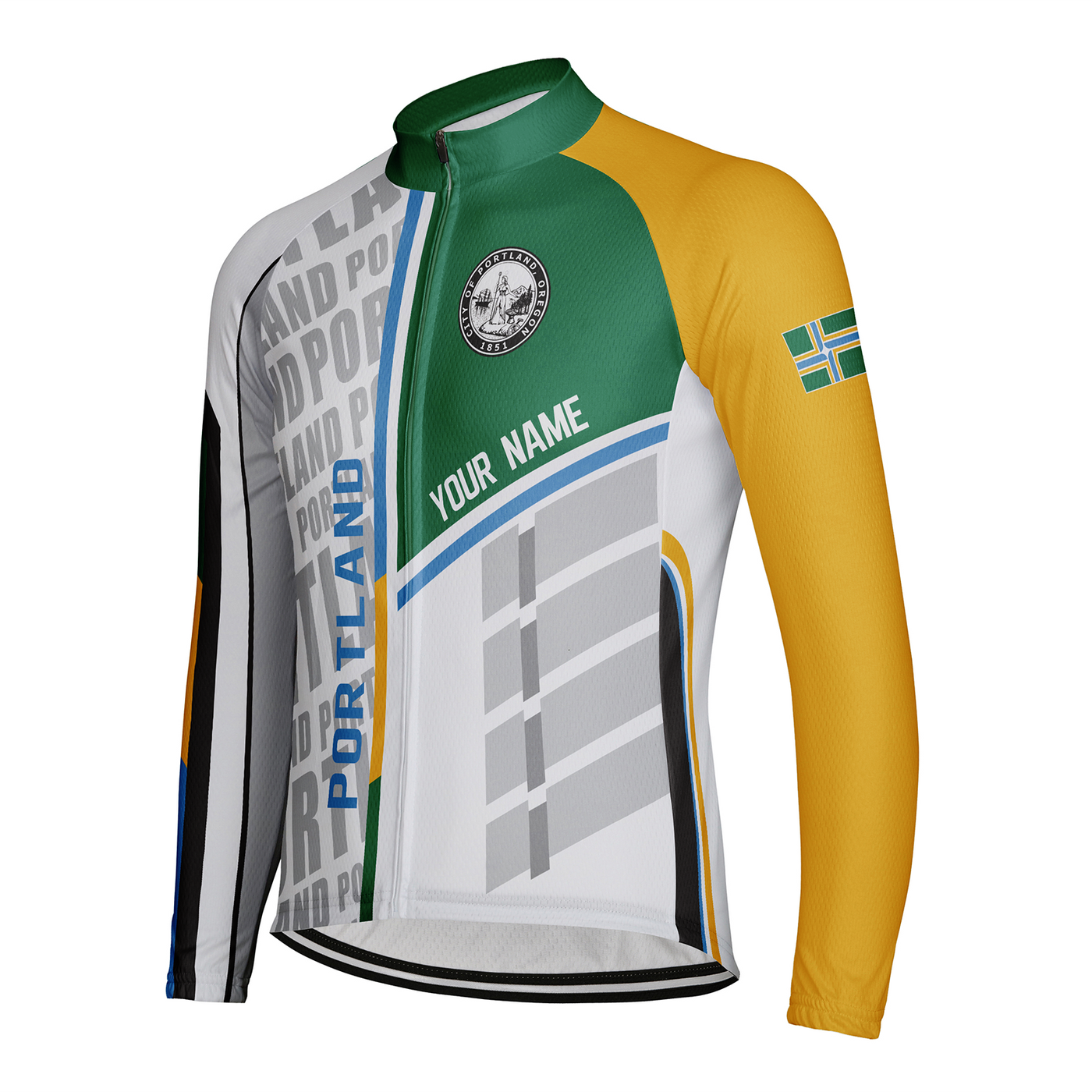 Customized Portland Men's Winter Thermal Fleece Cycling Jersey Long Sleeve