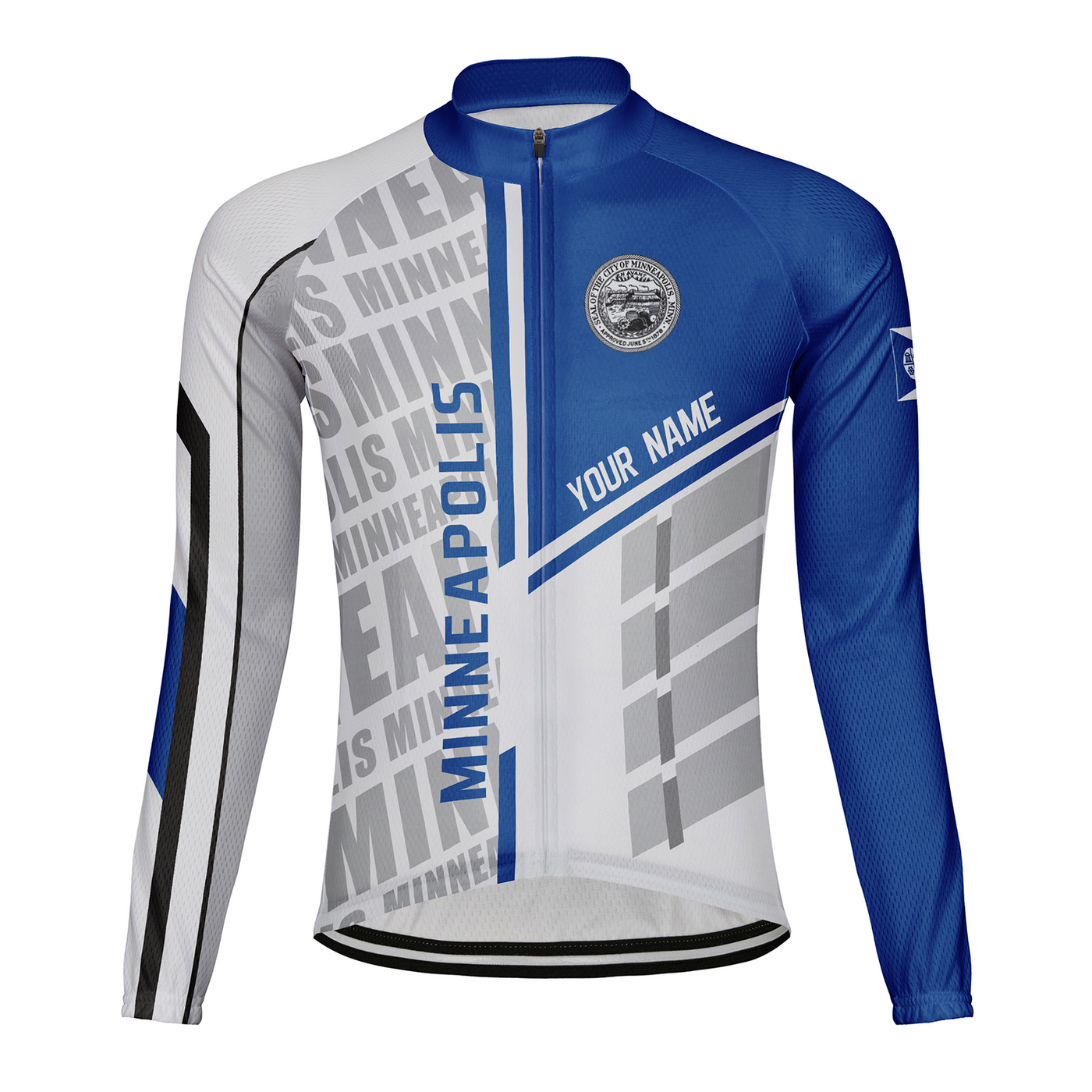 Customized Minneapolis Men's Winter Thermal Fleece Cycling Jersey Long Sleeve