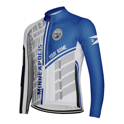 Customized Minneapolis Men's Winter Thermal Fleece Cycling Jersey Long Sleeve