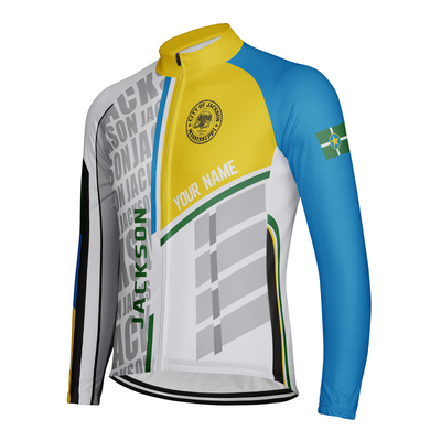 Customized Jackson Men's Winter Thermal Fleece Cycling Jersey Long Sleeve