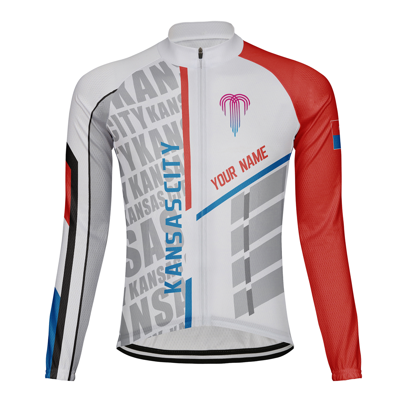 Customized Kansas City Men's Winter Thermal Fleece Cycling Jersey Long Sleeve