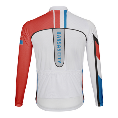 Customized Kansas City Men's Winter Thermal Fleece Cycling Jersey Long Sleeve