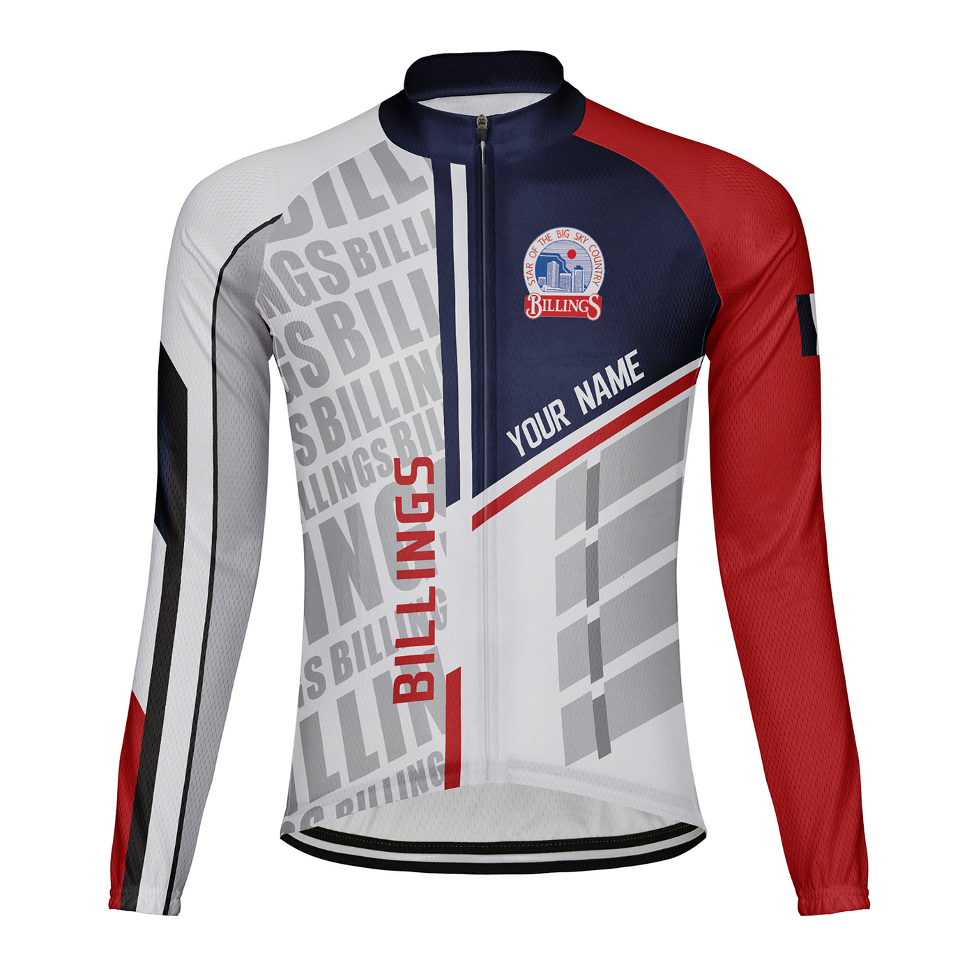 Customized Billings Men's Winter Thermal Fleece Cycling Jersey Long Sleeve