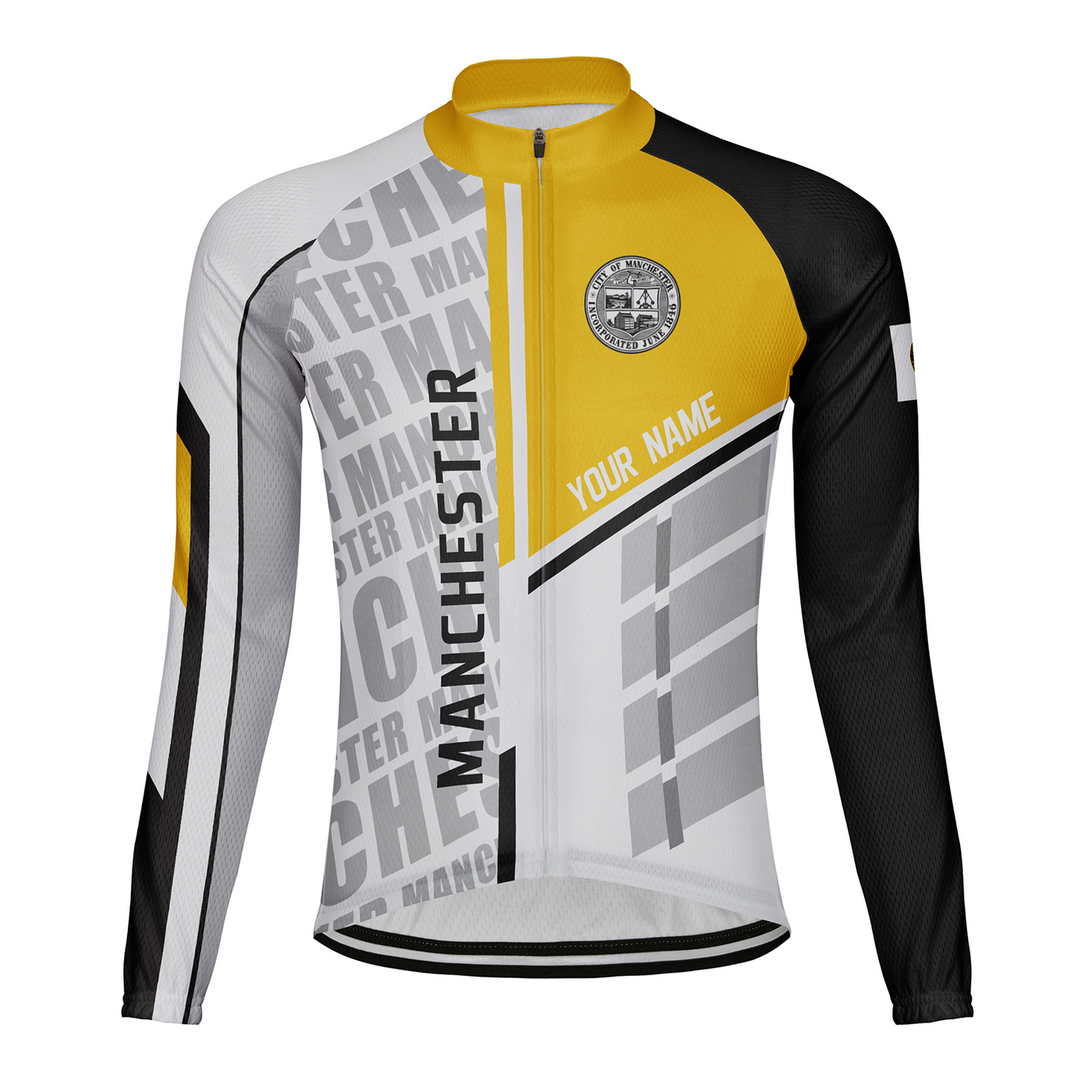 Customized Manchester Men's Winter Thermal Fleece Cycling Jersey Long Sleeve
