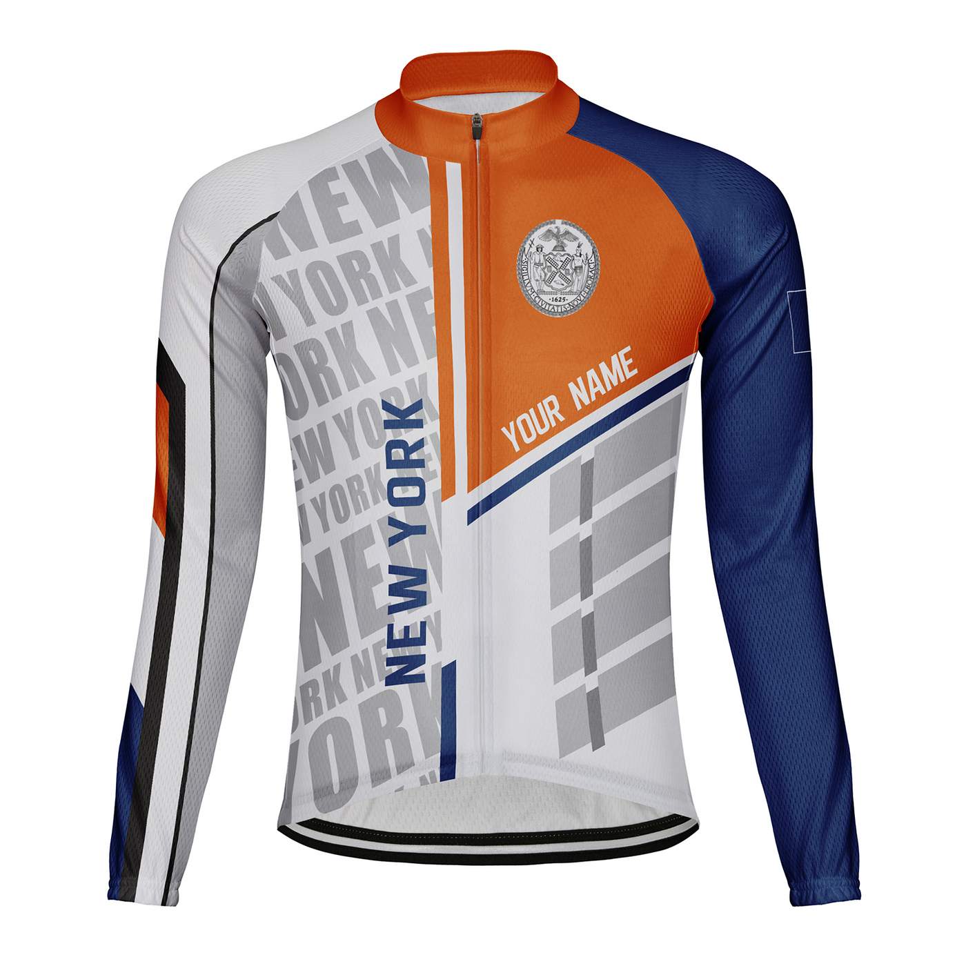 Customized New York Men's Winter Thermal Fleece Cycling Jersey Long Sleeve