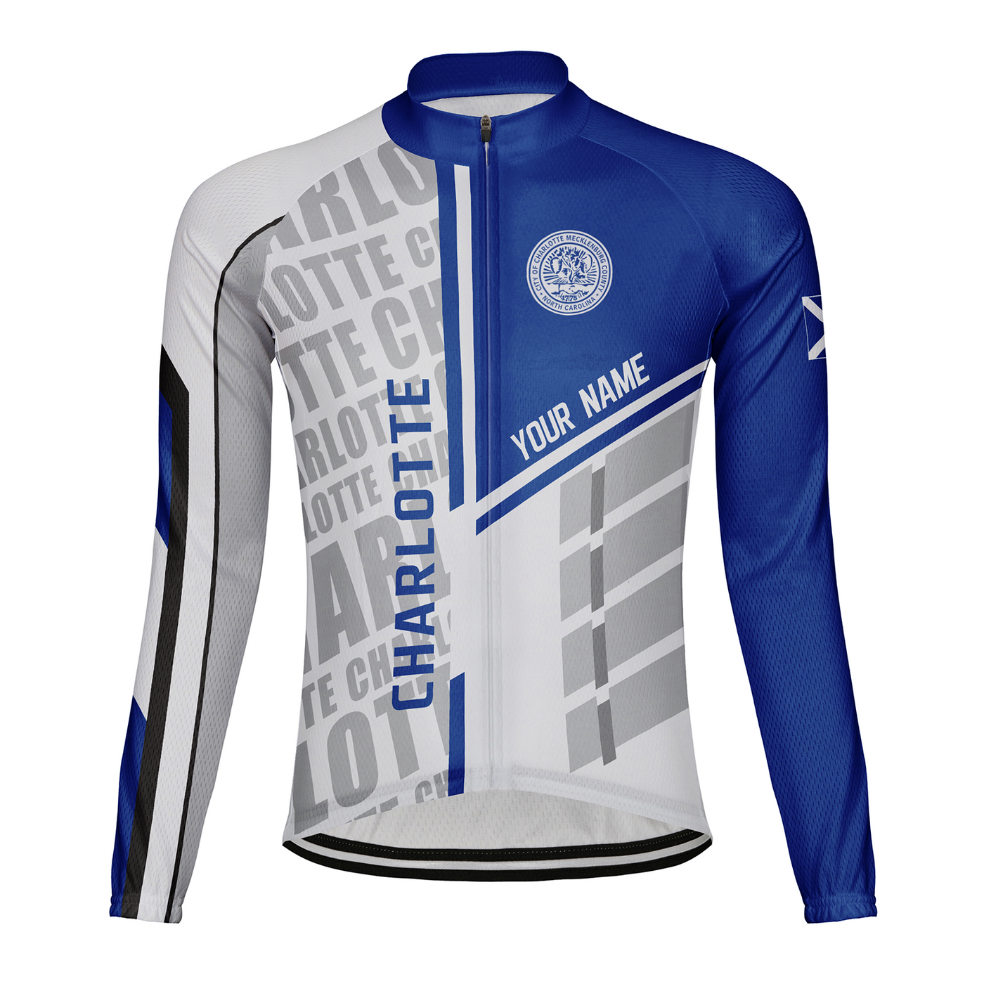 Customized Charlotte Men's Winter Thermal Fleece Cycling Jersey Long Sleeve