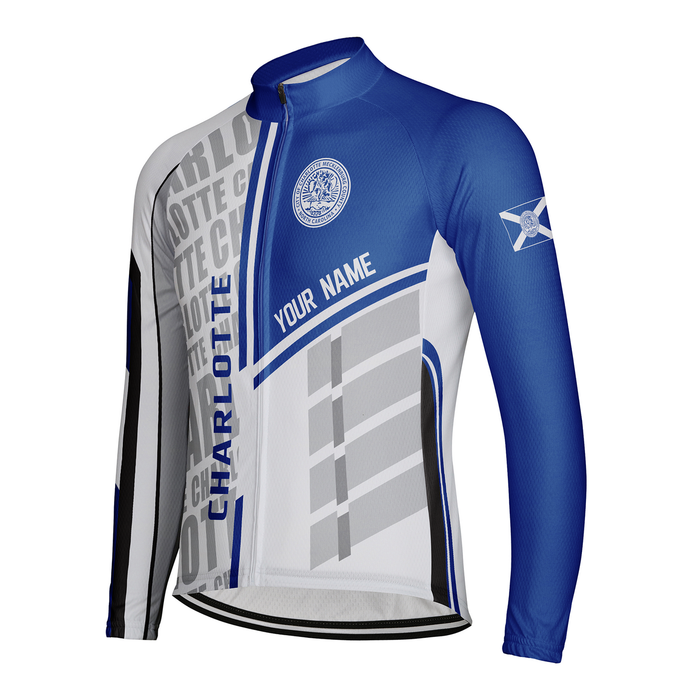 Customized Charlotte Men's Winter Thermal Fleece Cycling Jersey Long Sleeve