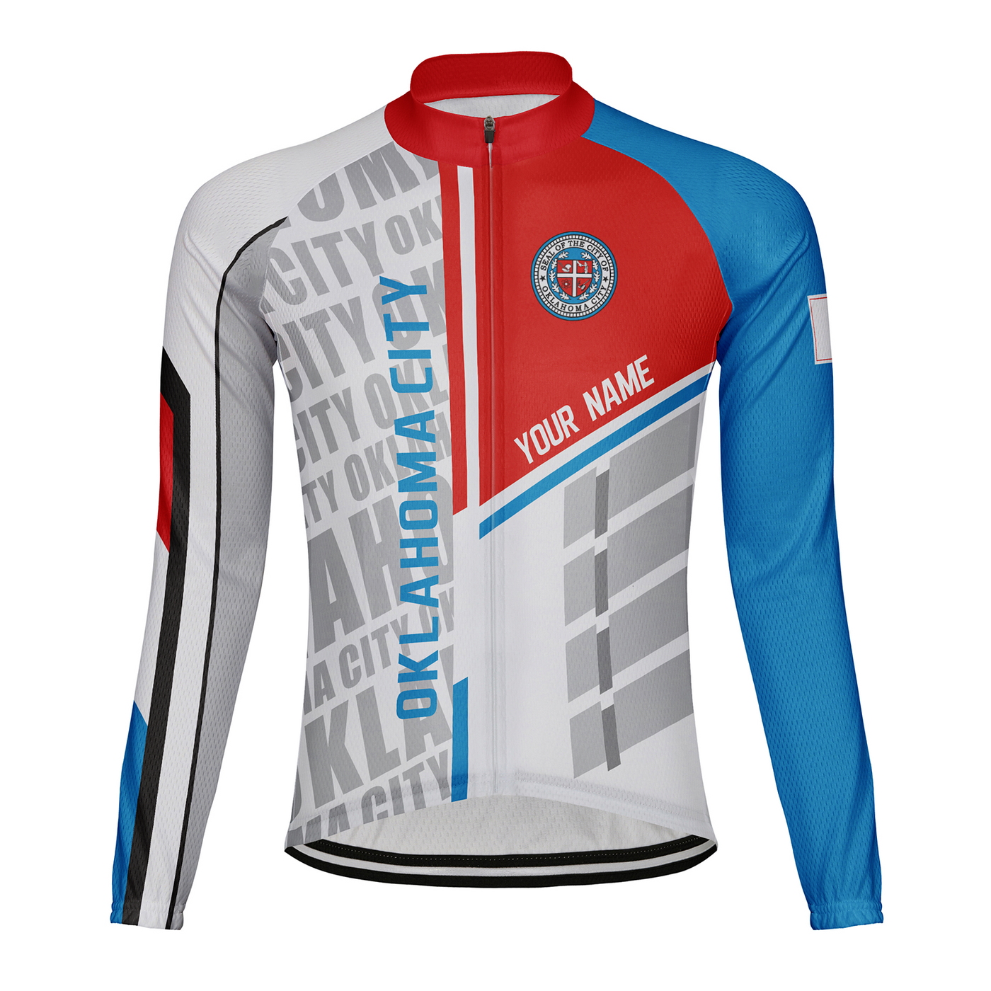 Customized Oklahoma City Men's Winter Thermal Fleece Cycling Jersey Long Sleeve