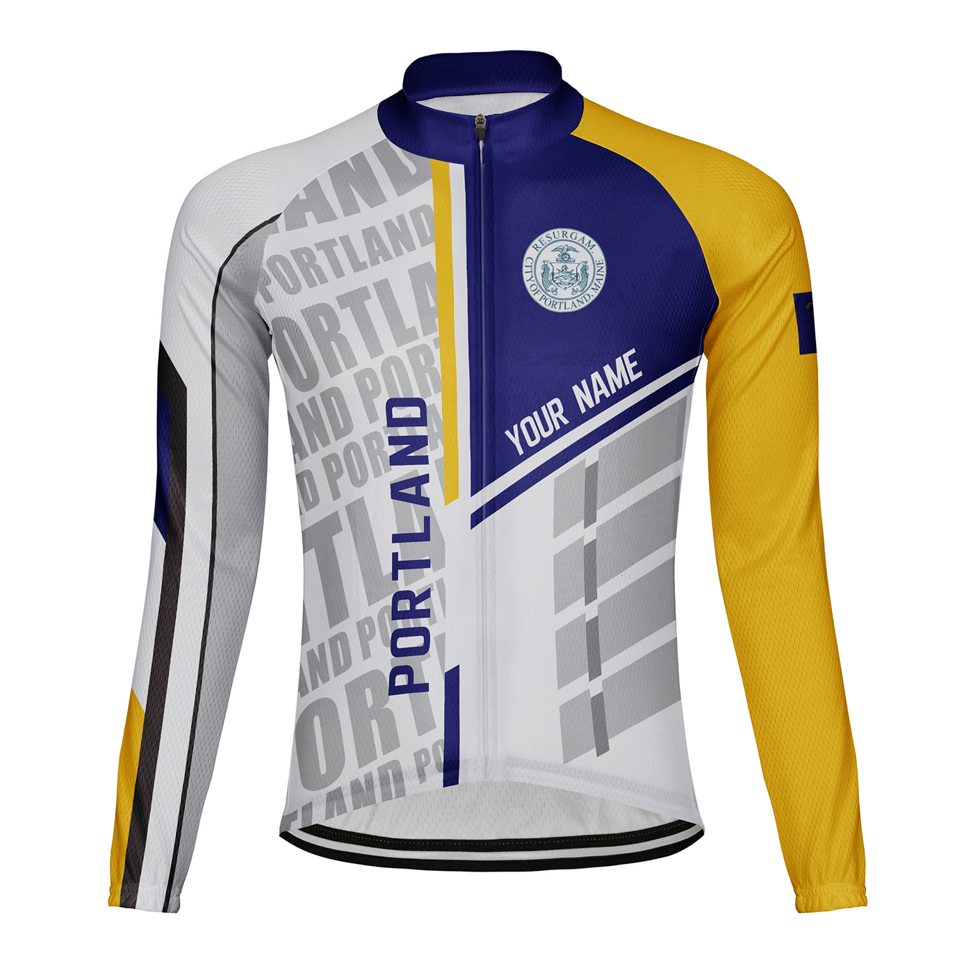 Customized Portland Men's Winter Thermal Fleece Cycling Jersey Long Sleeve