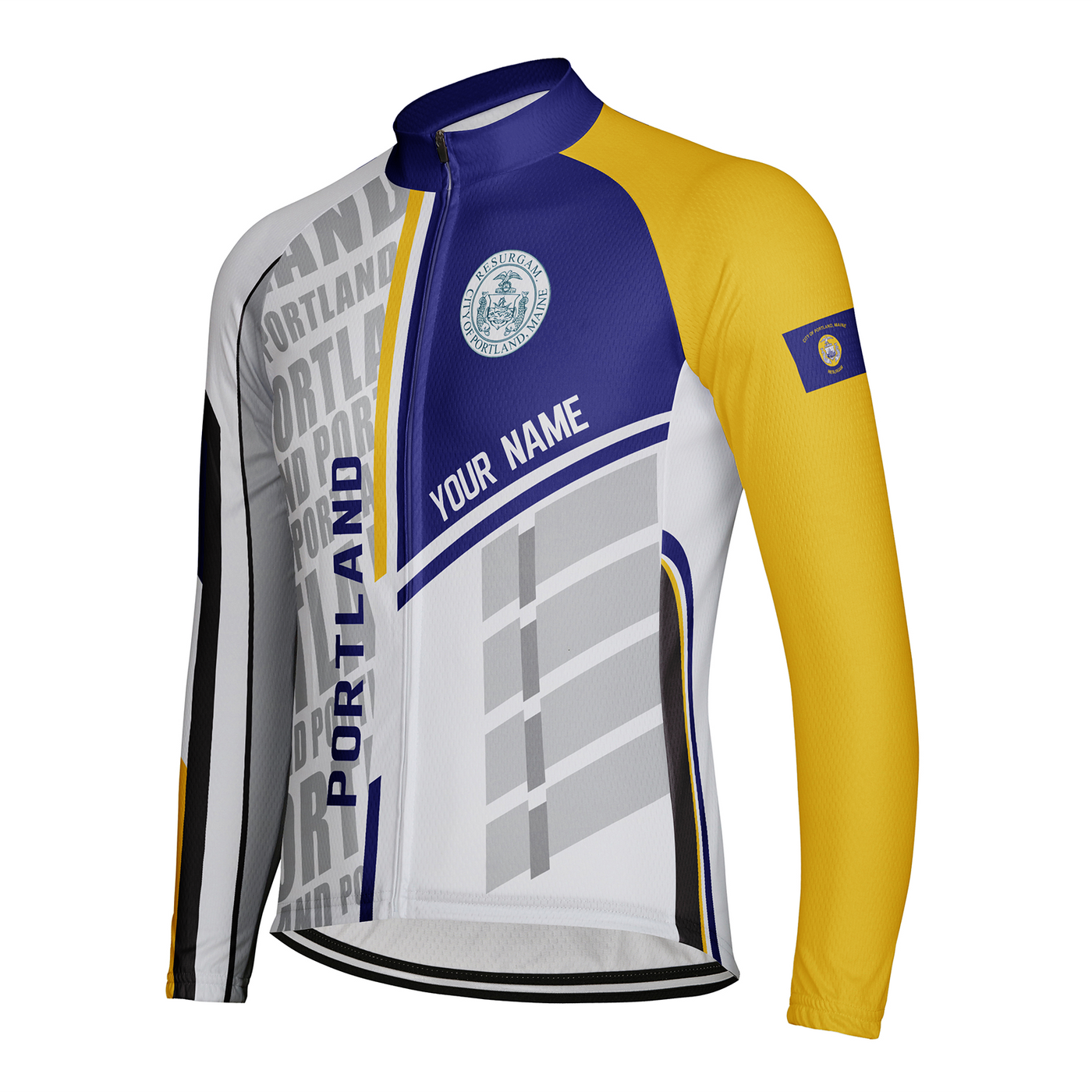 Customized Portland Men's Winter Thermal Fleece Cycling Jersey Long Sleeve