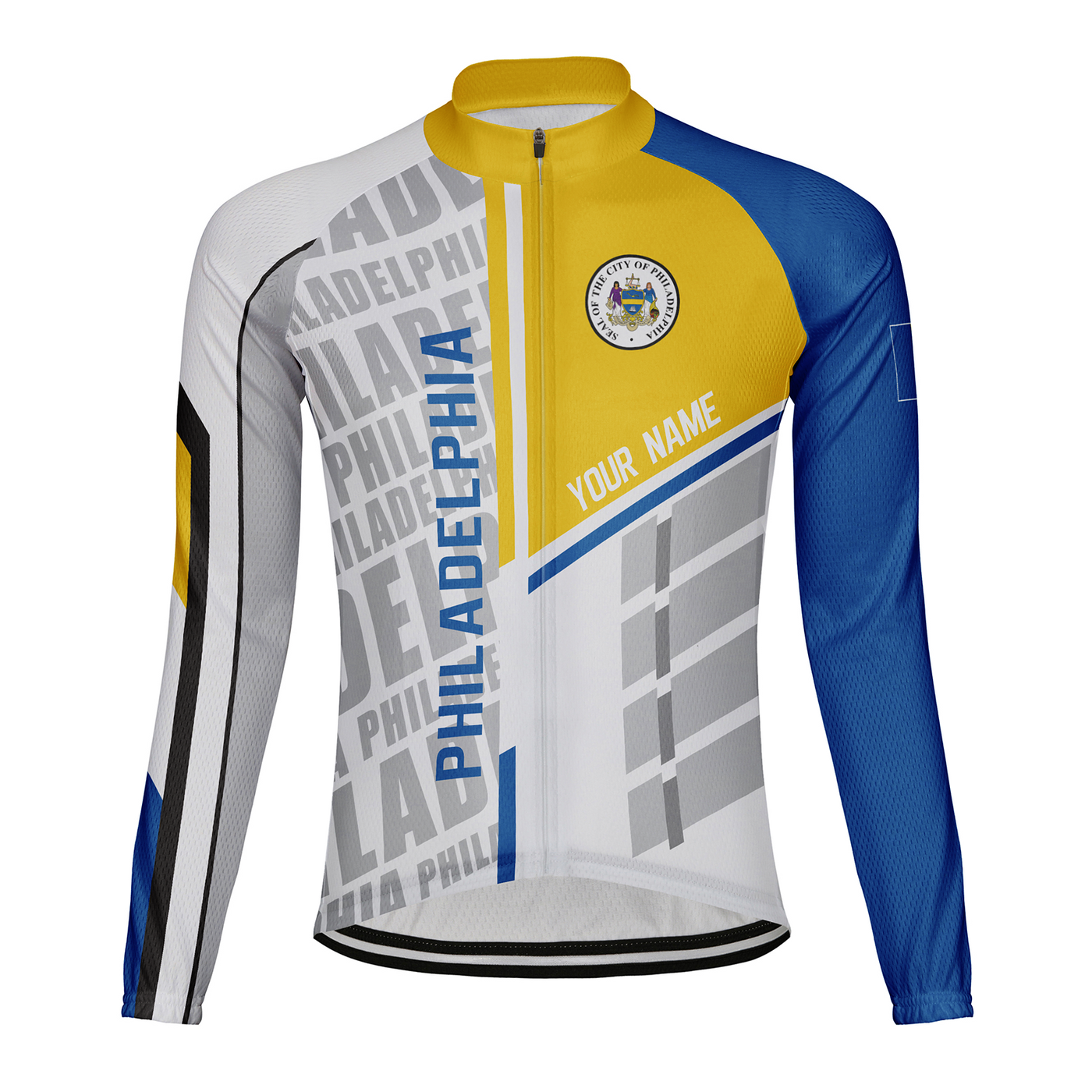 Customized Philadelphia Men's Winter Thermal Fleece Cycling Jersey Long Sleeve