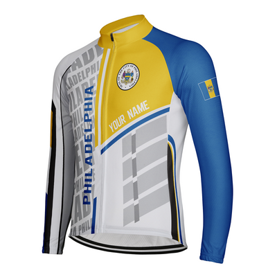 Customized Philadelphia Men's Winter Thermal Fleece Cycling Jersey Long Sleeve