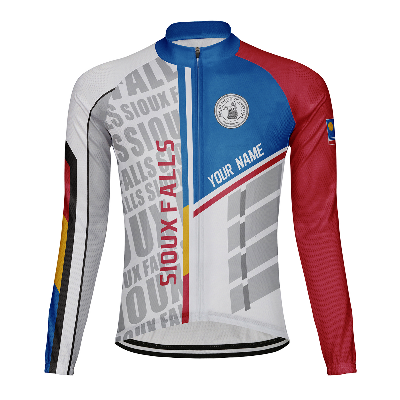 Customized Sioux Falls Men's Winter Thermal Fleece Cycling Jersey Long Sleeve