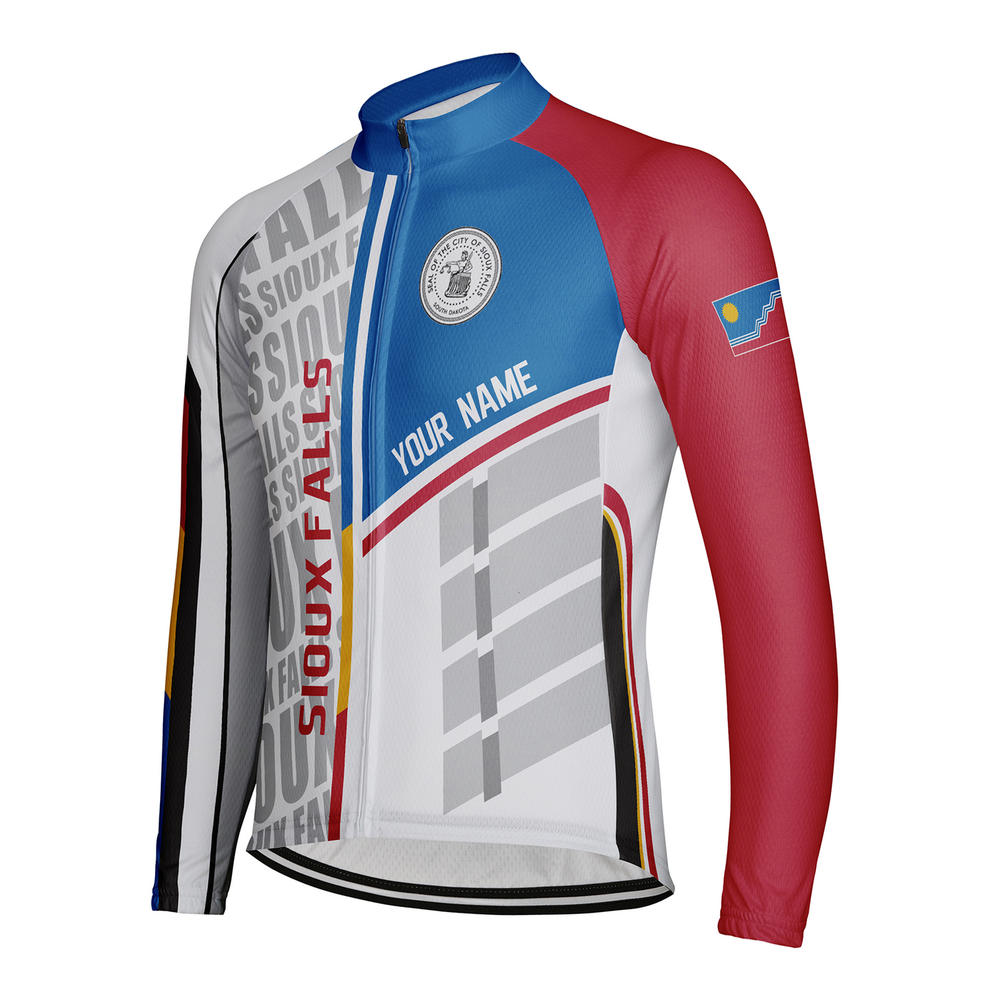 Customized Sioux Falls Men's Winter Thermal Fleece Cycling Jersey Long Sleeve